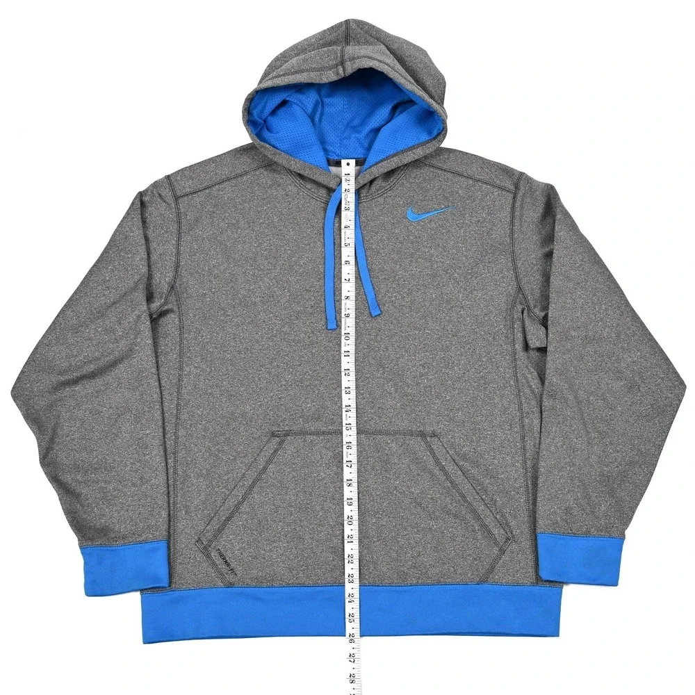 Nike Hoodie Sweatshirt‎ Mens L Pullover Gray Therma Fit Performance Embroidered